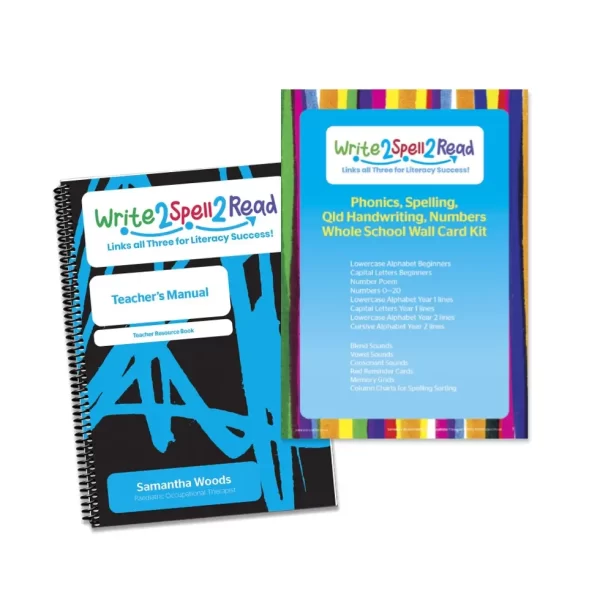 Phonics, Spelling, Qld Handwriting, Numbers Whole School Wall Card Kit (A4) PLUS 1 x Teacher's Manual