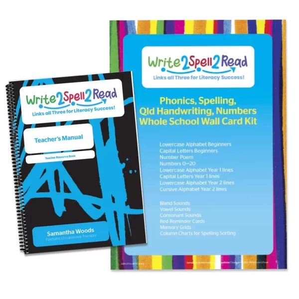 Phonics, Spelling, Qld Handwriting, Numbers Whole School Wall Card Kit (A3) PLUS 1 x Teacher's Manual